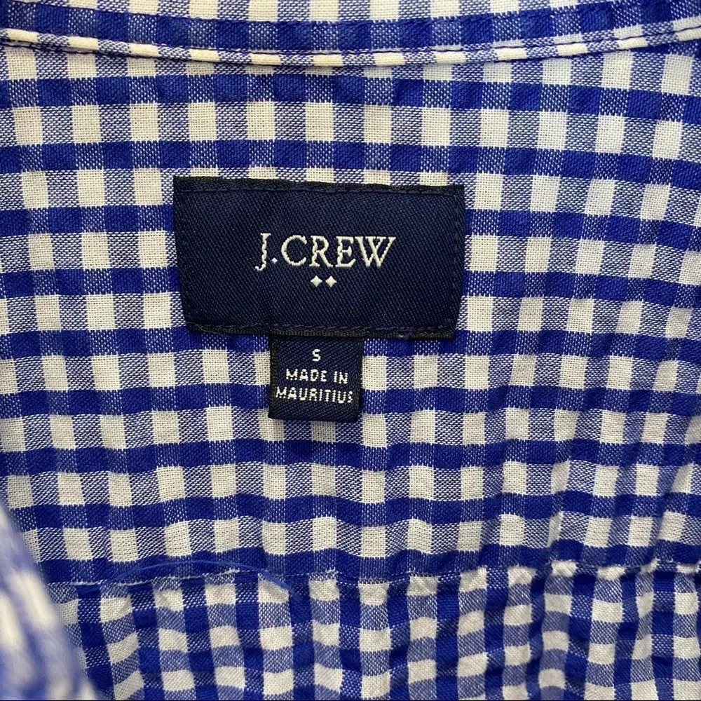 J. Crew men’s size small blue/white checkered cotton button‎ down shirt